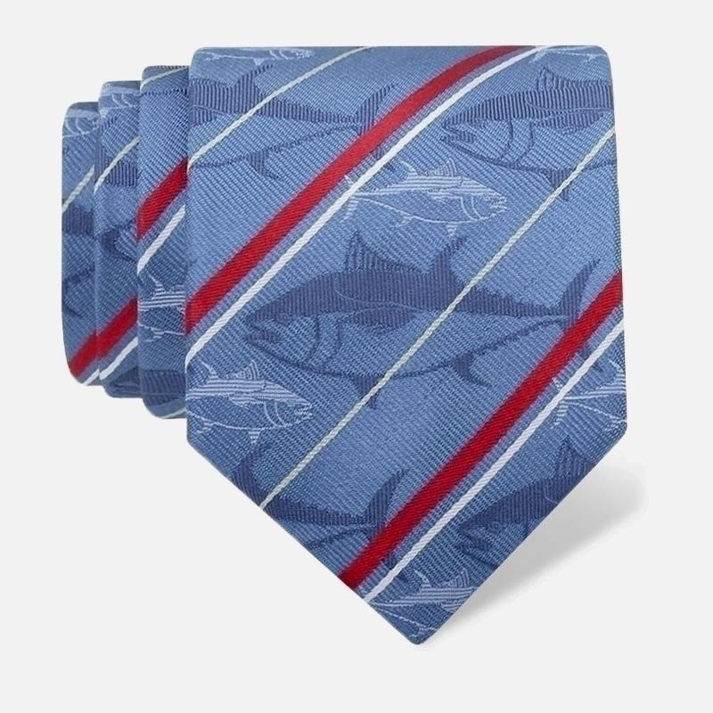 Cravat CROATA Thematic  Tuna fish Blue  Silk 100%  