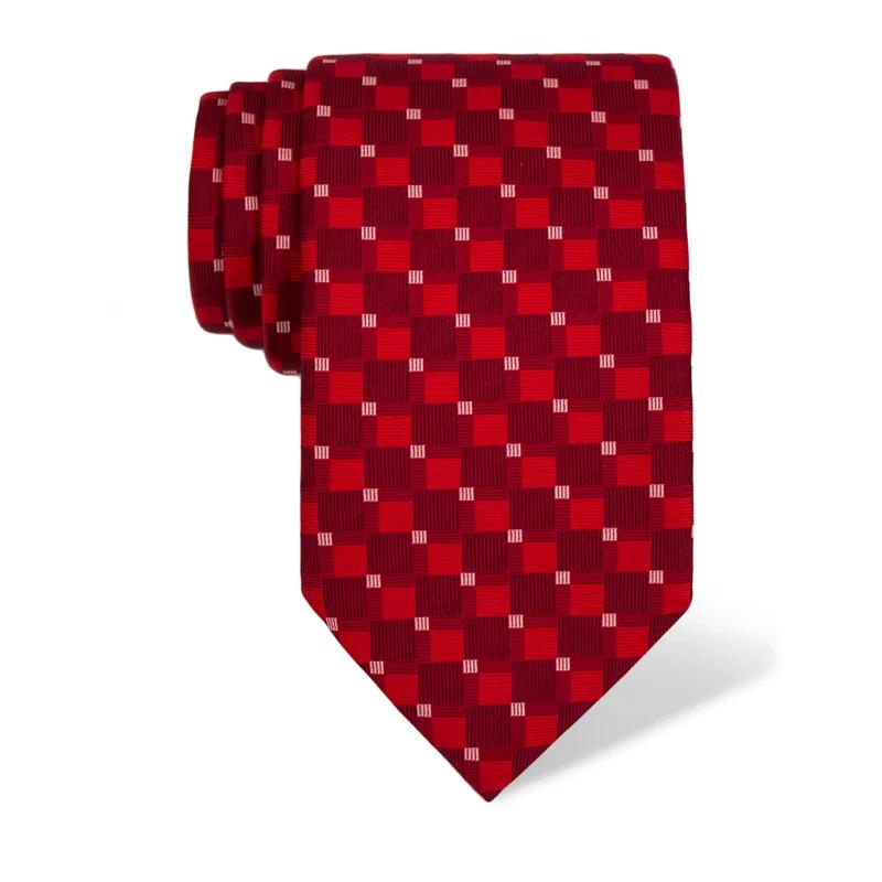 Cravat CROATA Thematic  Squares Red  Silk 100%  