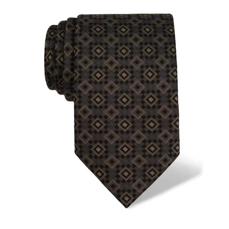 Cravat CROATA Thematic  Squares Grey  Silk 100%  