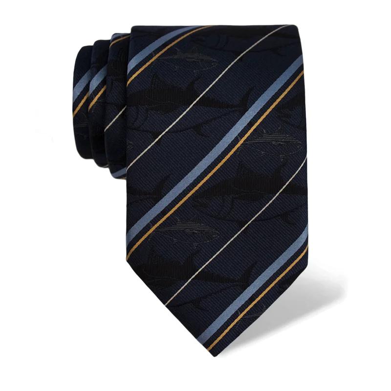 Cravat CROATA Thematic  Tuna fish Dark blue  Silk 100%  