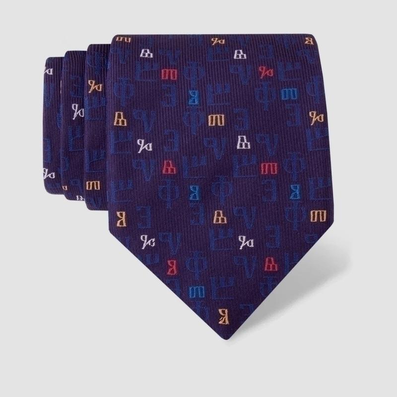 Cravat CROATA Brijuni Thematic  Glagolitic alphabet Dark blue  Silk 100%  