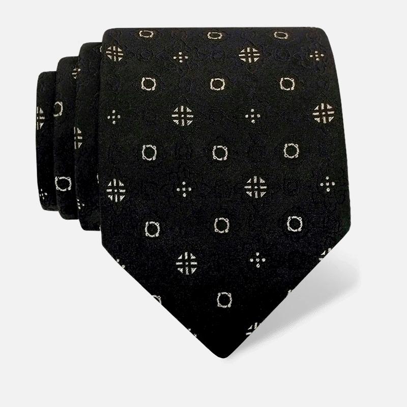 Cravat CROATA auHRum Thematic Limited edition Braiding Black  Silk 80%, Golden laminated silk thread 20%  