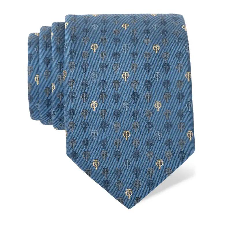 Cravat CROATA AuHRum Thematic Limited edition Glagolitic alphabet Blue  Silk 89%, Metalized silk thread (gold) limited 11%  