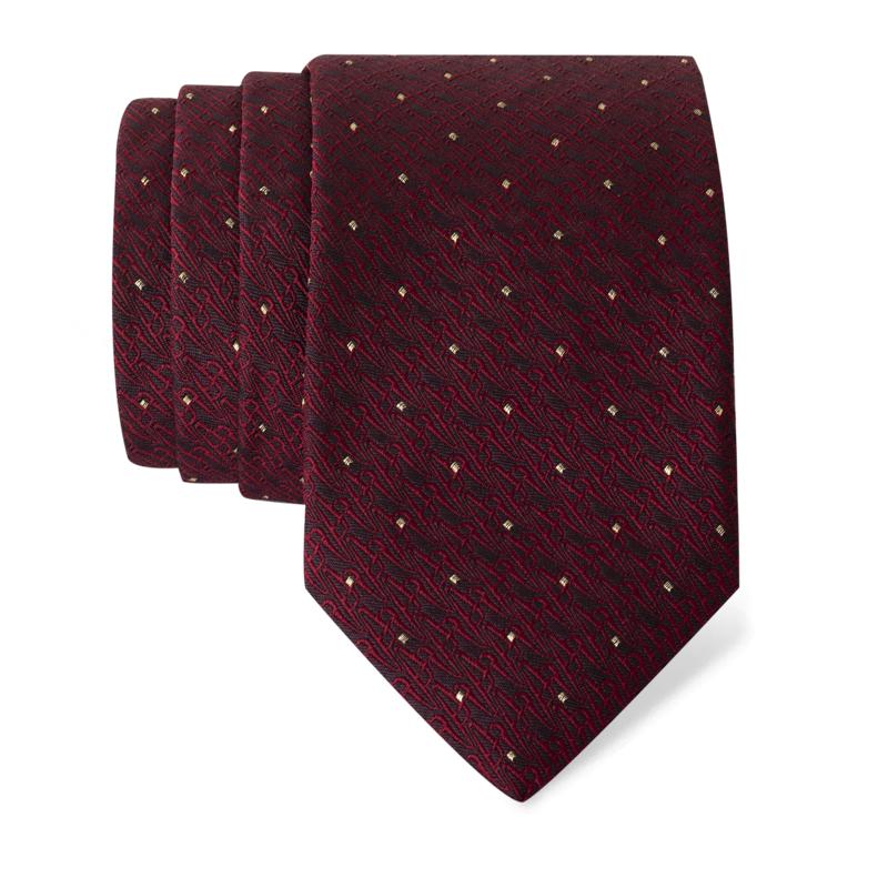 Cravat CROATA AuHRum Thematic Limited edition Glagolitic alphabet Wine red  Silk 93%, Metalized silk thread (gold) limited 7%  