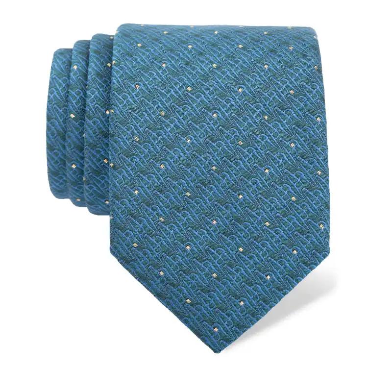 Cravat CROATA AuHRum Thematic Limited edition Glagolitic alphabet Blue  Silk 93%, Metalized silk thread (gold) limited 7%  