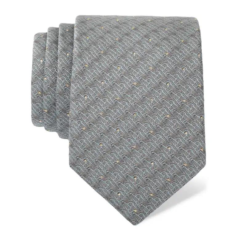 Cravat CROATA AuHRum Thematic Limited edition Glagolitic alphabet Grey  Silk 93%, Metalized silk thread (gold) limited 7%  