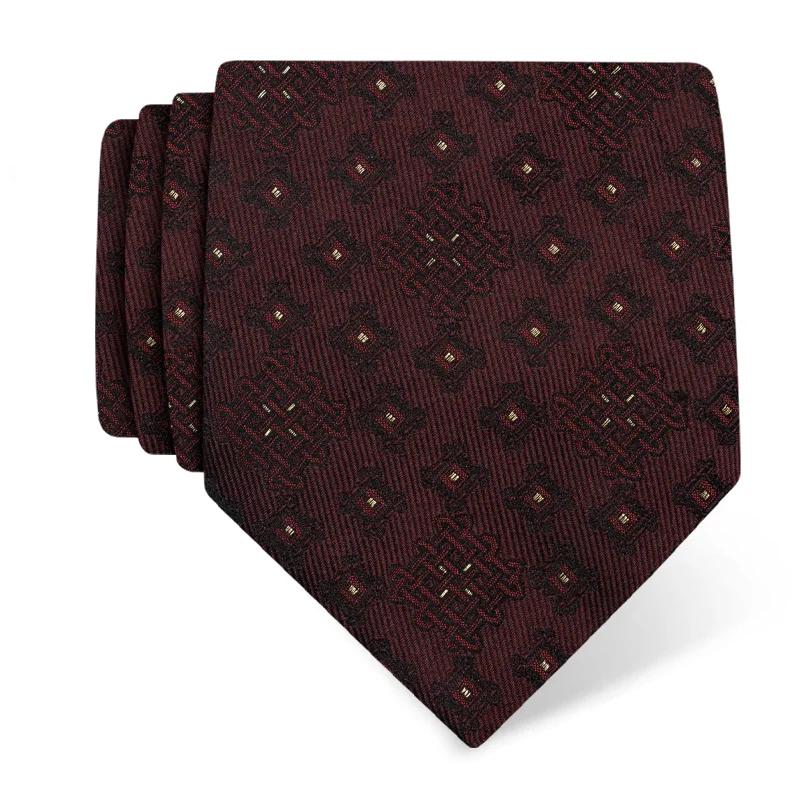 Cravat CROATA AuHRum Thematic  Braiding Wine red  Silk 87%,Metalized silk thread(gold)13%  