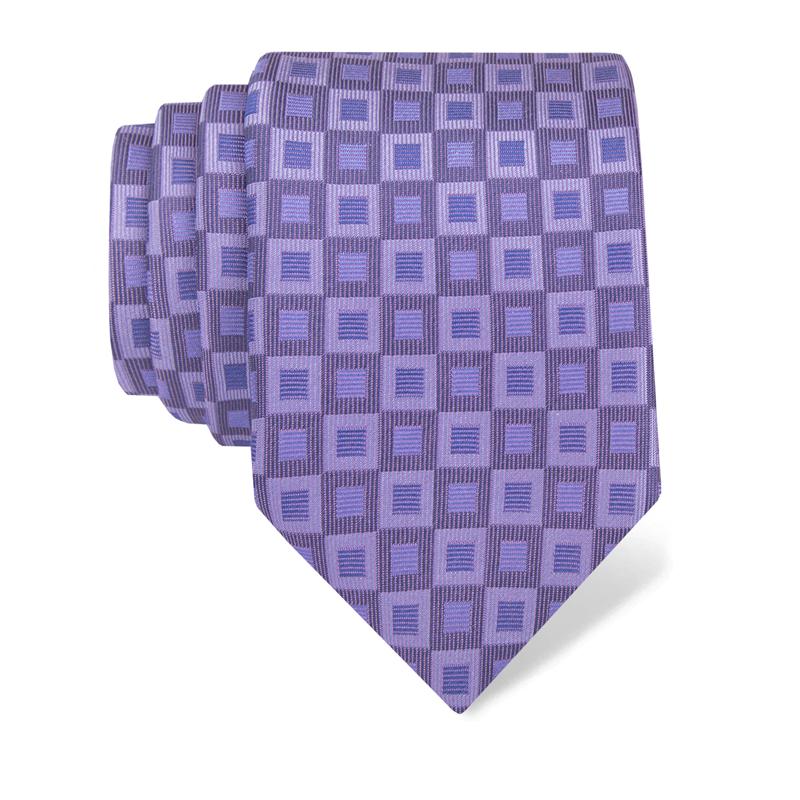 Cravat CROATA Thematic  Squares Purple  Silk 100%  
