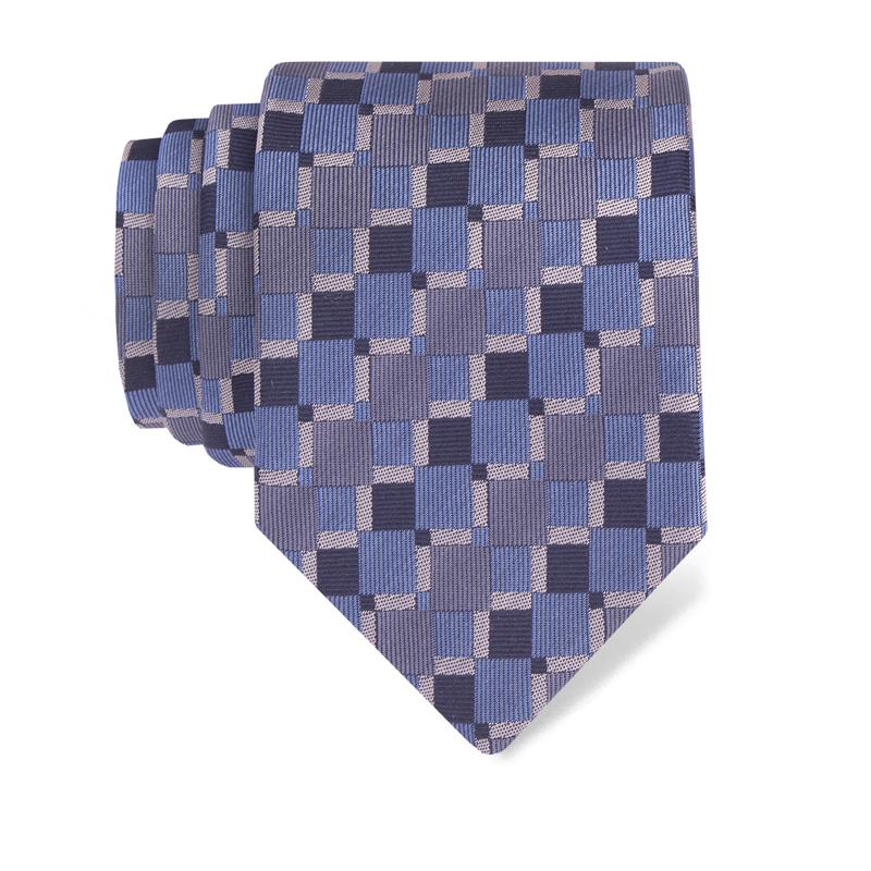 Cravat CROATA Thematic  Squares Blue  Silk 100%  