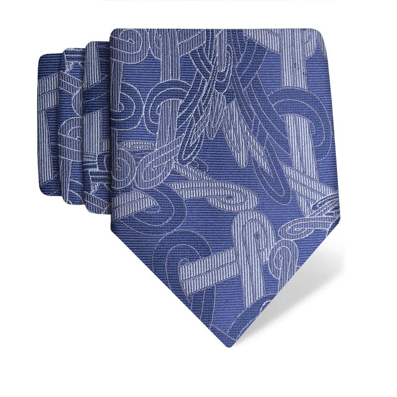 Cravat CROATA Thematic  Braiding Blue  Silk 100%  