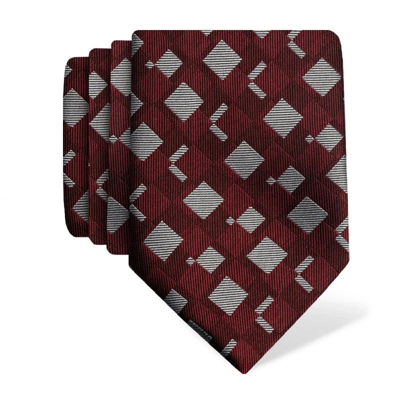 Cravat CROATA Thematic  Squares Wine red  Silk 100%  
