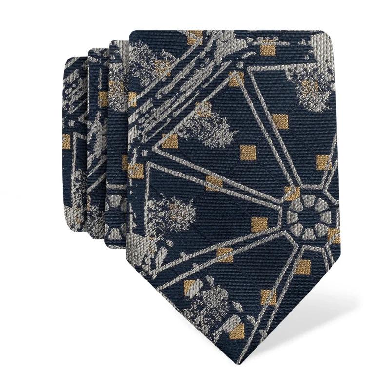 Cravat CROATA Thematic  Octagon Blue  Silk 100%  