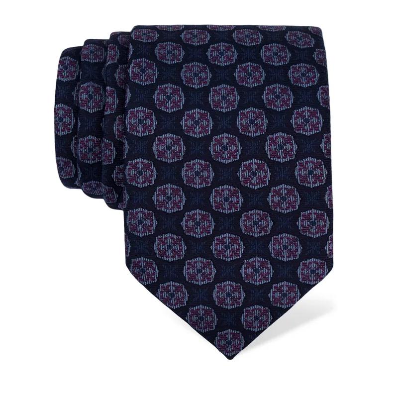 Cravat CROATA Thematic  Folk embroidery Dark blue  Silk 100%  