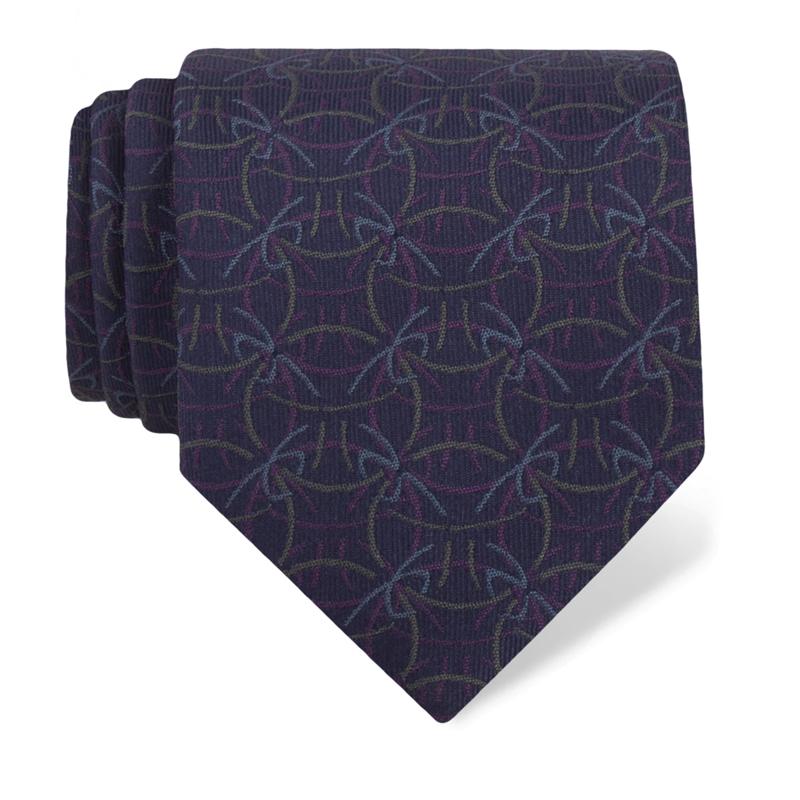 Cravat CROATA Thematic  Braiding Blue  Silk 100%  