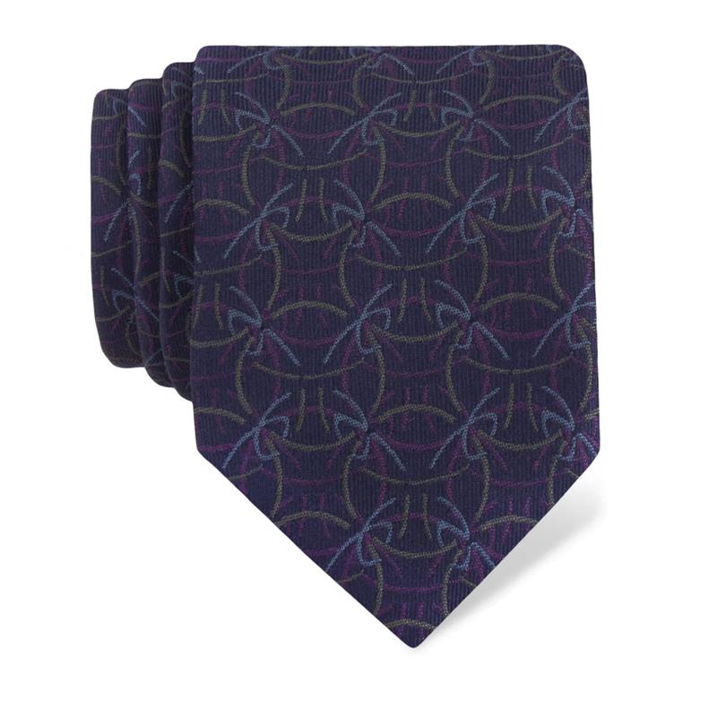 Cravat CROATA Thematic  Braiding Blue  Silk 100%  