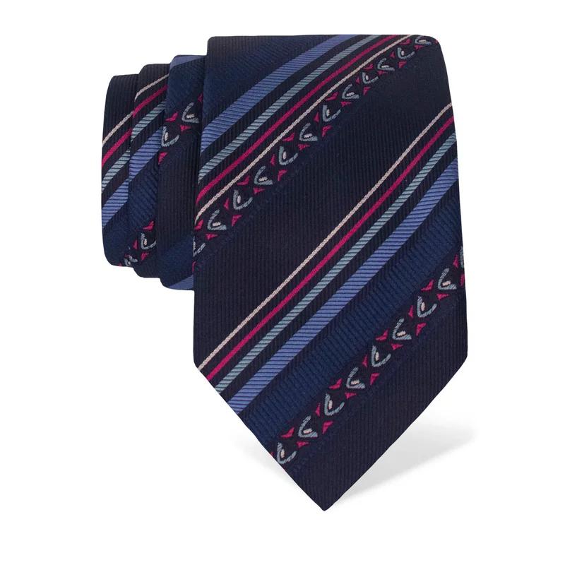 Cravat CROATA Brijuni Thematic  Folk embroidery Dark blue  Silk 100%  
