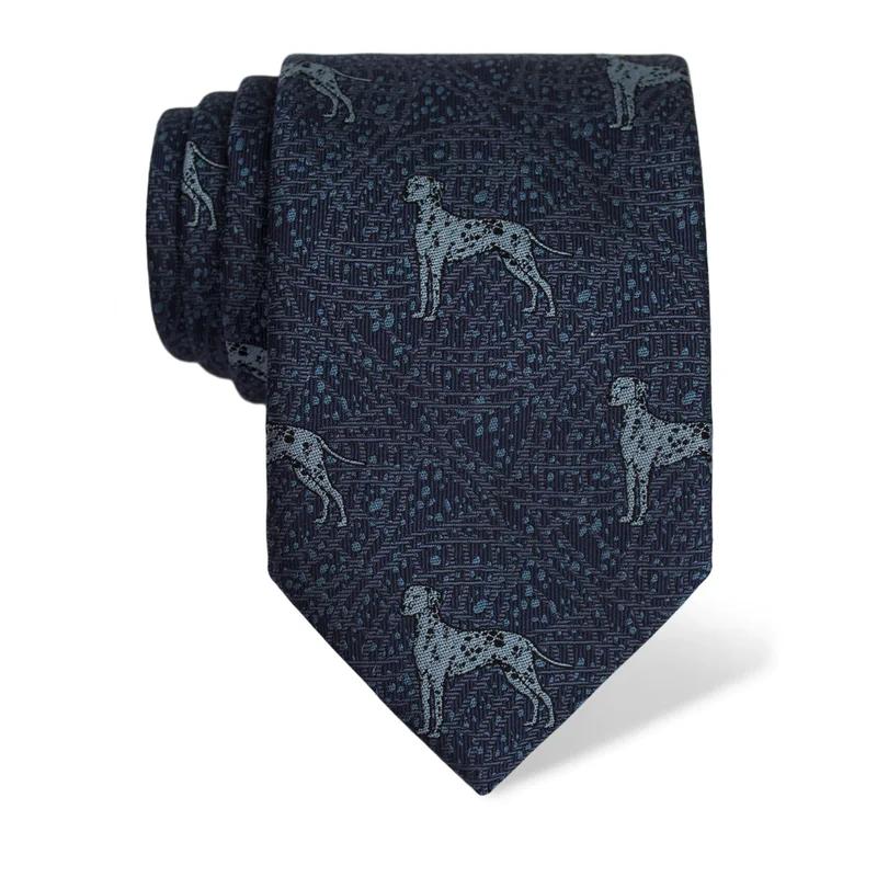 Cravat CROATA Thematic  Dalmatian dog Blue  Silk 100%  