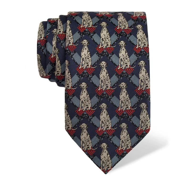 Cravat CROATA Thematic  Dalmatian dog Blue  Silk 100%  