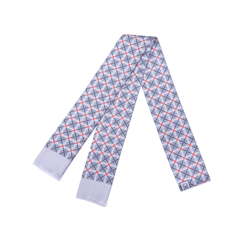 Shawl necktie CROATA Thematic Thematic Glagolitic alphabet Grey  Silk 100%  