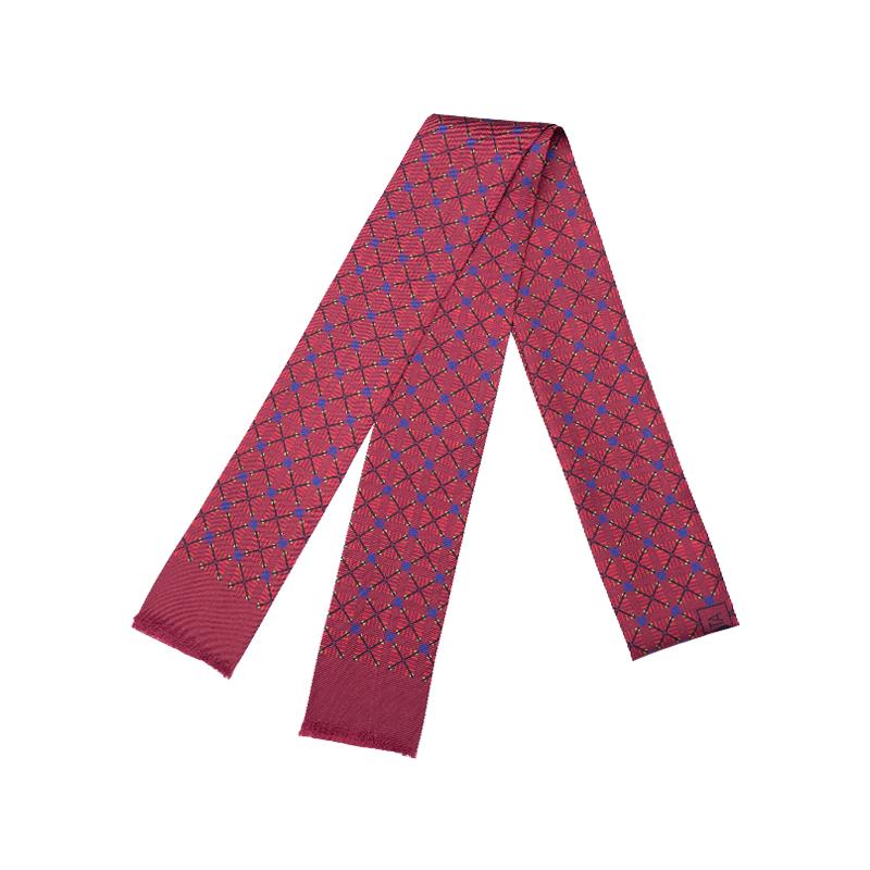 Shawl necktie CROATA Thematic Thematic Glagolitic alphabet Wine red  Silk 100%  