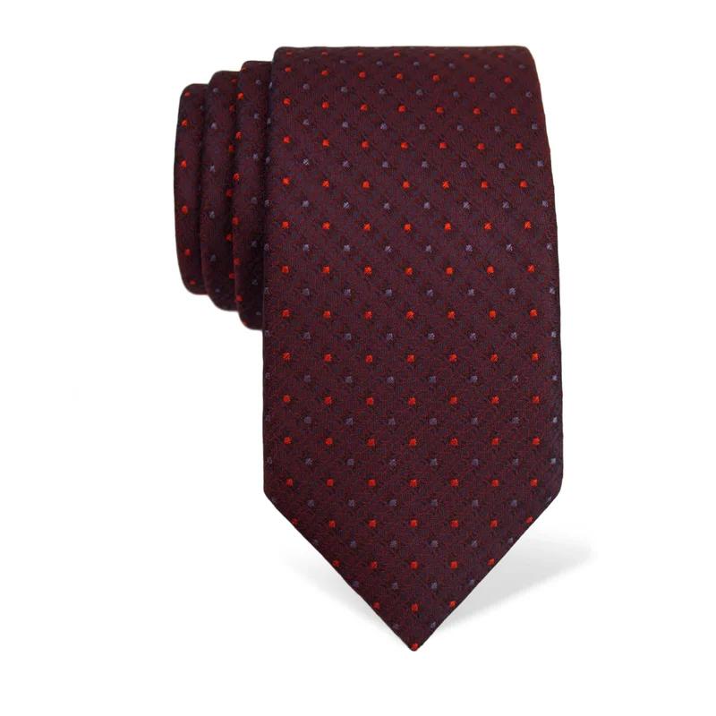 Cravat CROATA Classic  Small shapes Wine red  Silk 100%  