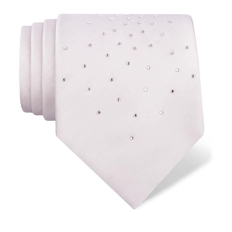 Cravat CROATA Kristal Classic Limited edition Solid Grey  Silk 100%, High quality chrystals  