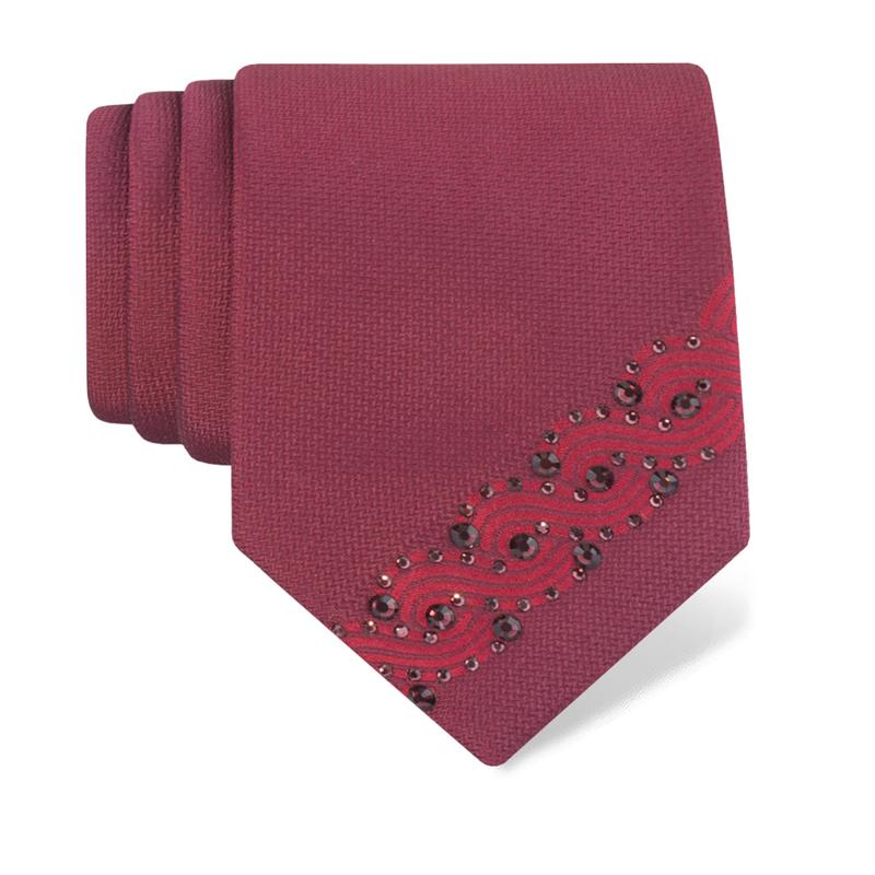 Cravat CROATA Kristal Thematic Limited edition Braiding Wine red  Silk 100%, High quality chrystals  