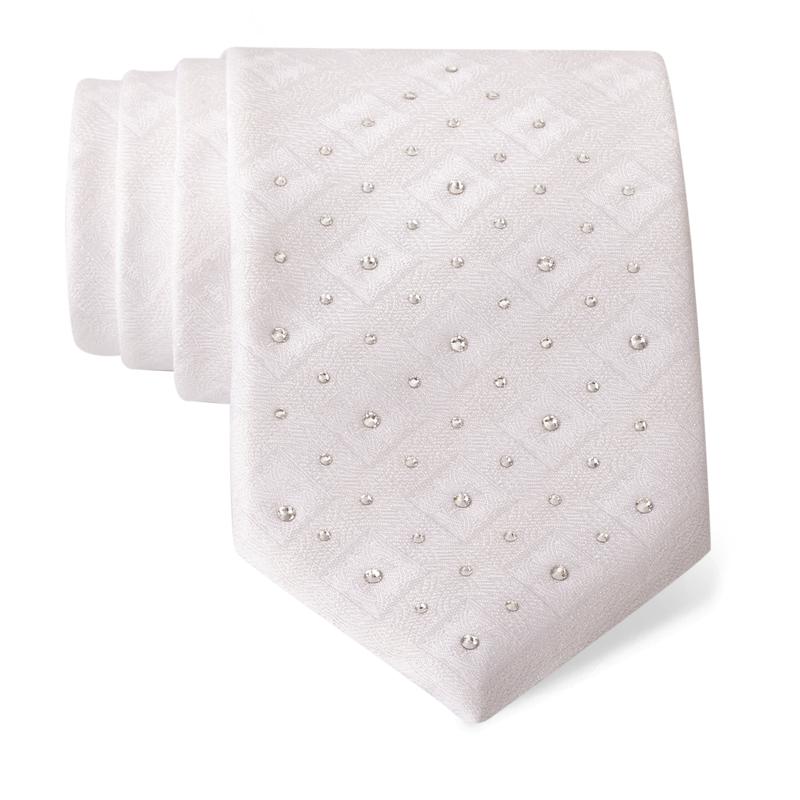 Cravat CROATA Kristal Thematic Limited edition Braiding White  Silk 100%, High quality chrystals  