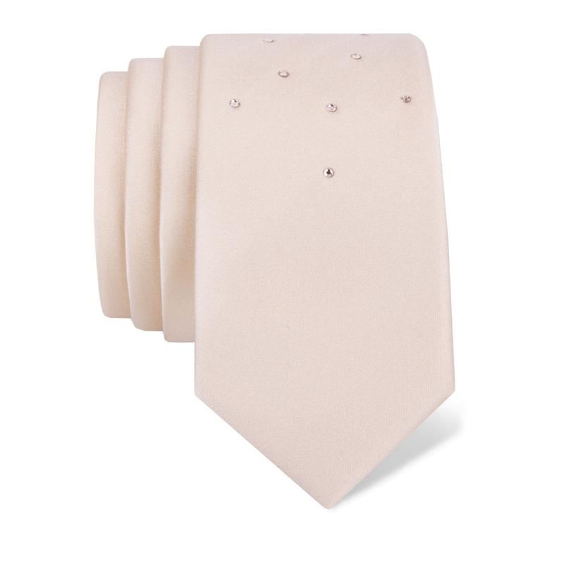 Cravat CROATA Kristal Classic  Solid Champagne  Silk 100%, High quality chrystals  