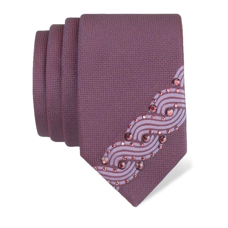 Cravat CROATA Kristal Thematic  Braiding Purple  Silk 100%, High quality chrystals  