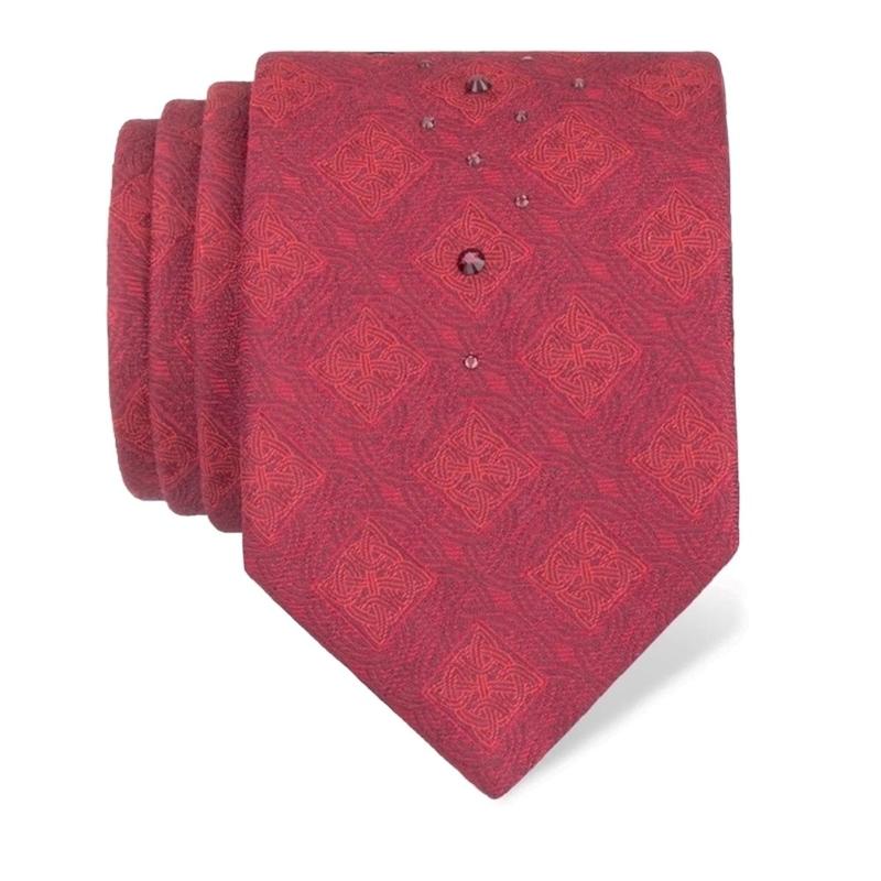 Cravat CROATA Kristal Thematic  Braiding Red  Silk 100%, High quality chrystals  
