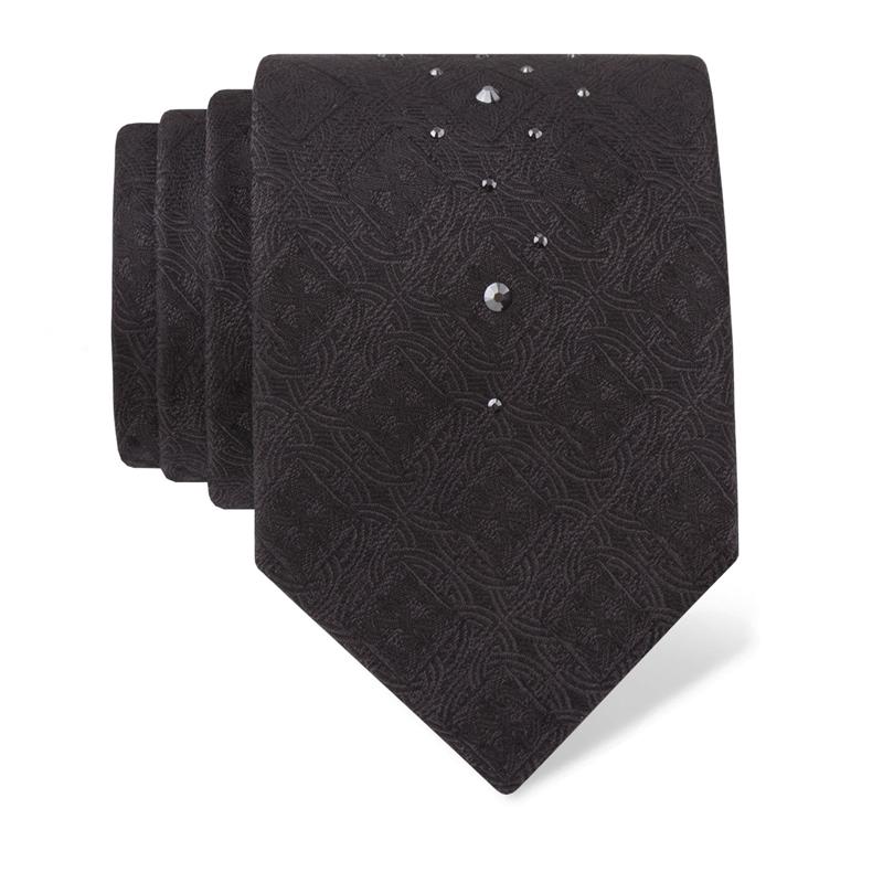 Cravat CROATA Kristal Thematic  Braiding Black  Silk 100%, High quality chrystals  