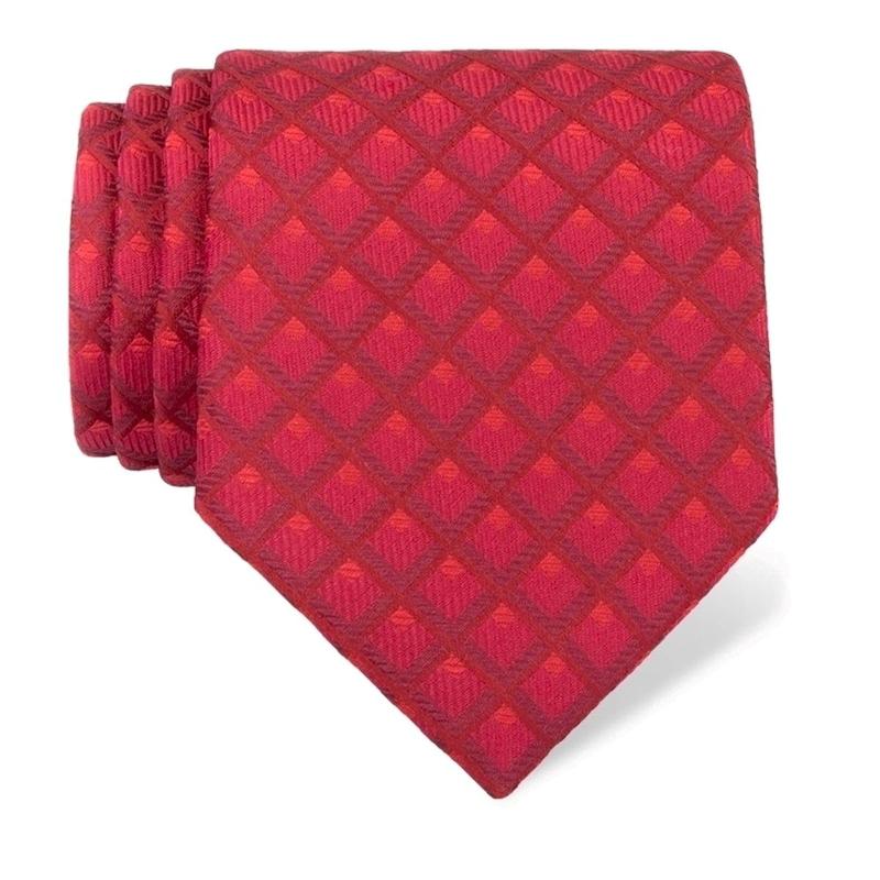 Cravat CROATA 4 Classic Limited edition Squares Red  Silk 100%  