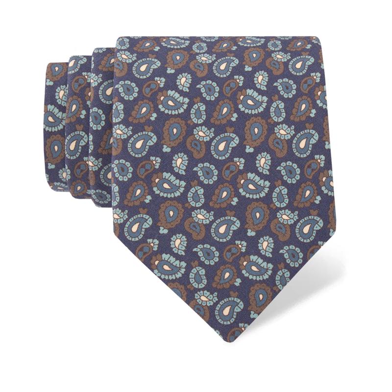 Cravat CROATA Classic Regular Paisley Blue  Silk 100%  