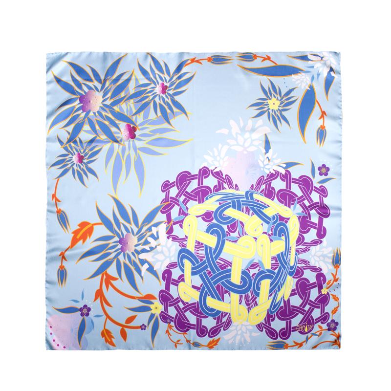 Scarf CROATA Thematic  Braiding Turquoise  Silk 100%  