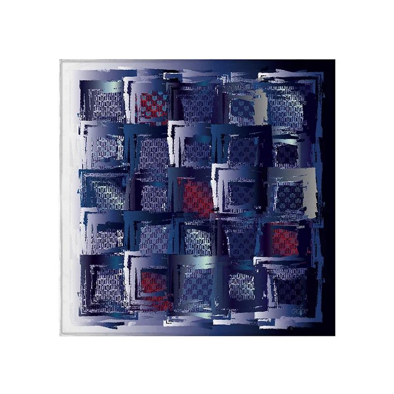 Scarf CROATA Thematic  Glagolitic alphabet Dark blue  Silk 100%  