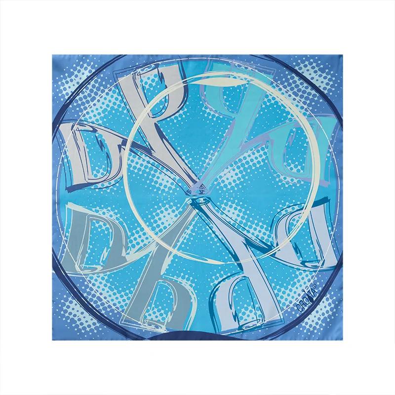 Scarf CROATA Thematic  Glagolitic alphabet Blue  Silk 100%  