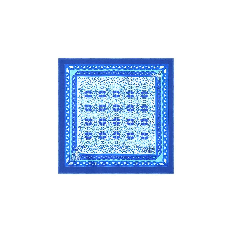 Small scarf CROATA Thematic  Dalmatian dog Blue  Silk 100%  