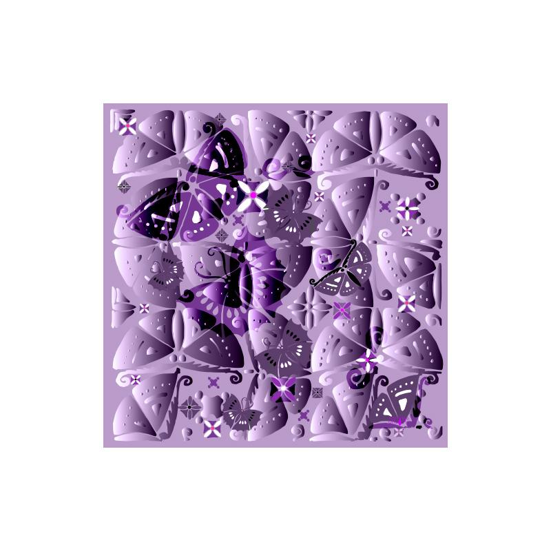 Scarf CROATA Classic Scarf, classic Flora and Fauna Purple  Silk 100%  