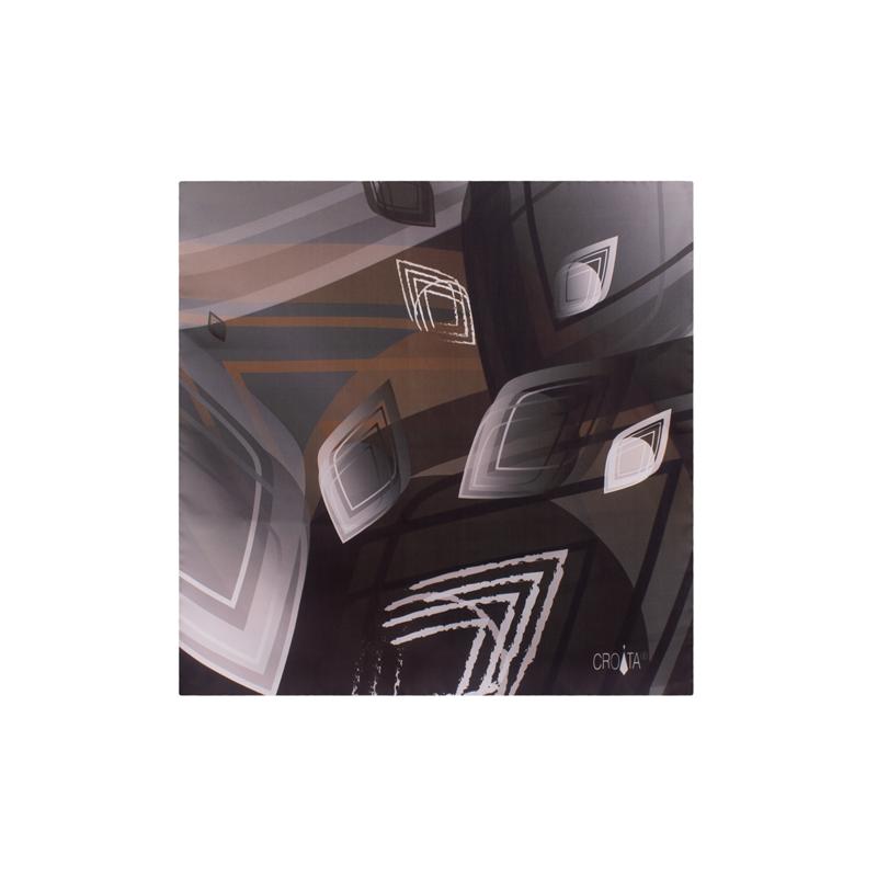 Small scarf CROATA Classic Scarf, classic Flora and Fauna Black  Silk 100%  