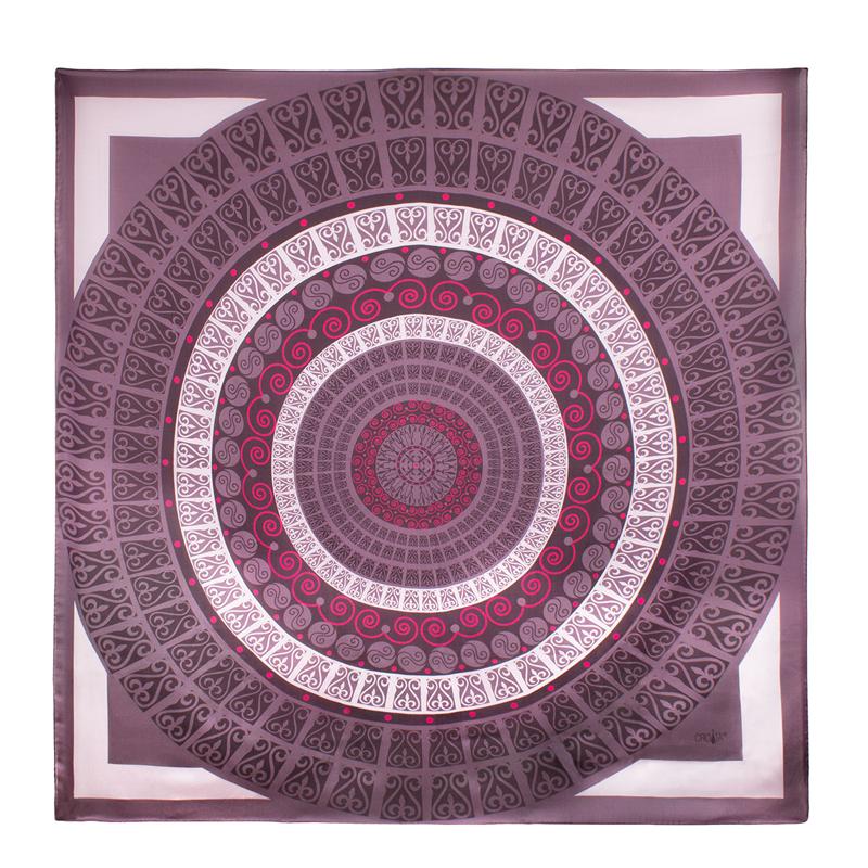 Scarf CROATA Brijuni Thematic  Secession Lilac  Silk 100%  