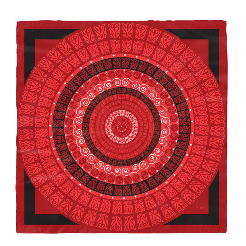 Scarf CROATA Brijuni Thematic  Secession Red  Silk 100%  