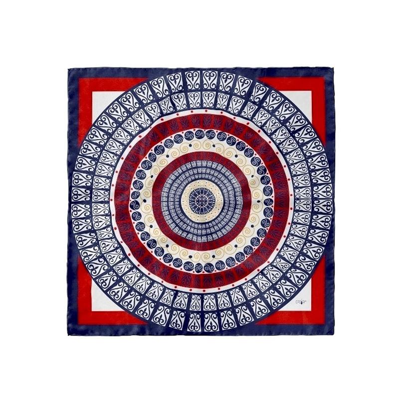 Scarf CROATA Brijuni Thematic  Secession Dark blue  Silk 100%  