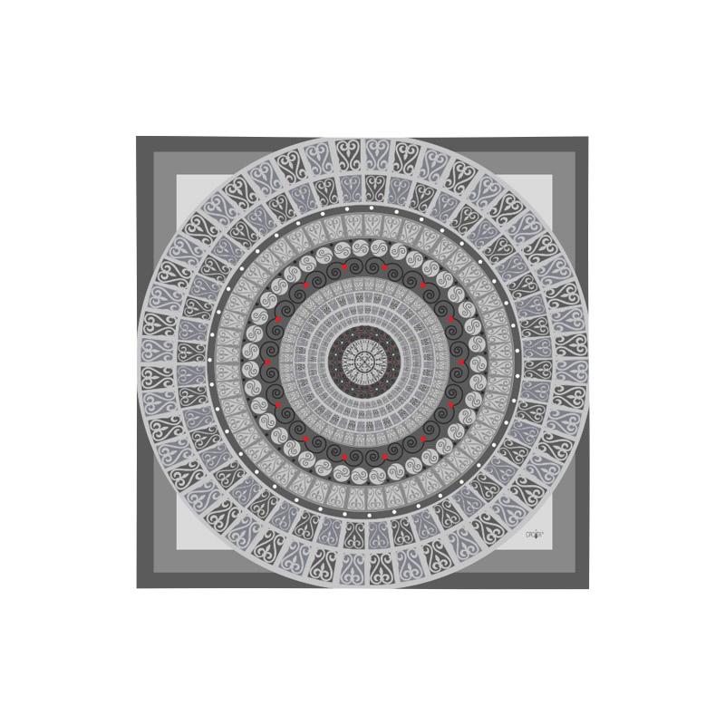 Scarf CROATA Brijuni Thematic Limited edition Secession Grey  Silk 100%  