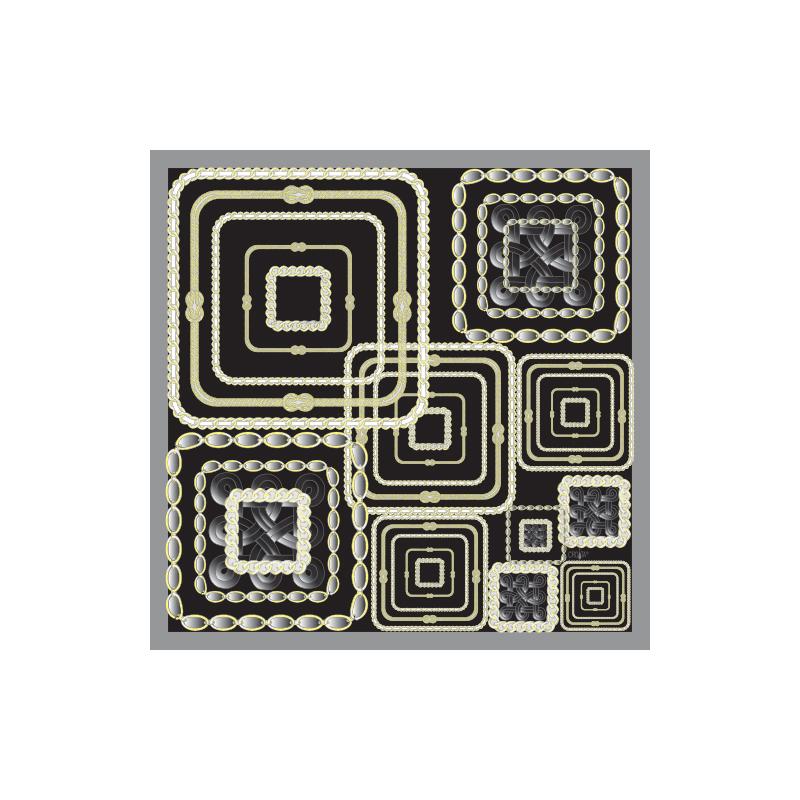 Scarf CROATA Brijuni Thematic Limited edition Braiding Black  Silk 100%  