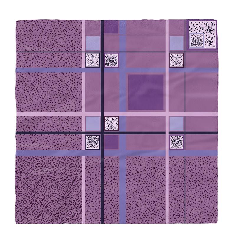 Scarf CROATA Brijuni Thematic Limited edition Dalmatian dog Lilac  Silk 100%  