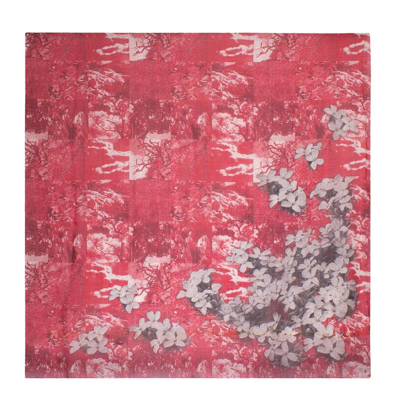 Scarf CROATA Dubrovnik Thematic Scarf, thematic Velebit mountain Red  Wool 48%, Silk 35%, Cashmere 17%  