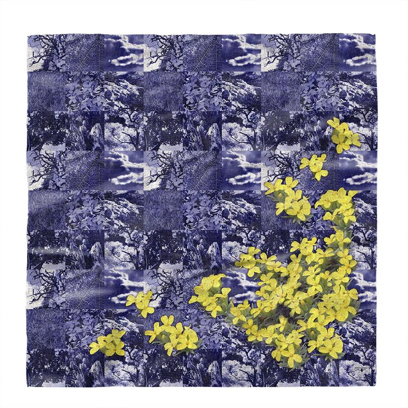 Scarf CROATA Dubrovnik Thematic Scarf, thematic Velebit mountain Blue  Wool 48%, Silk 35%, Cashmere 17%  