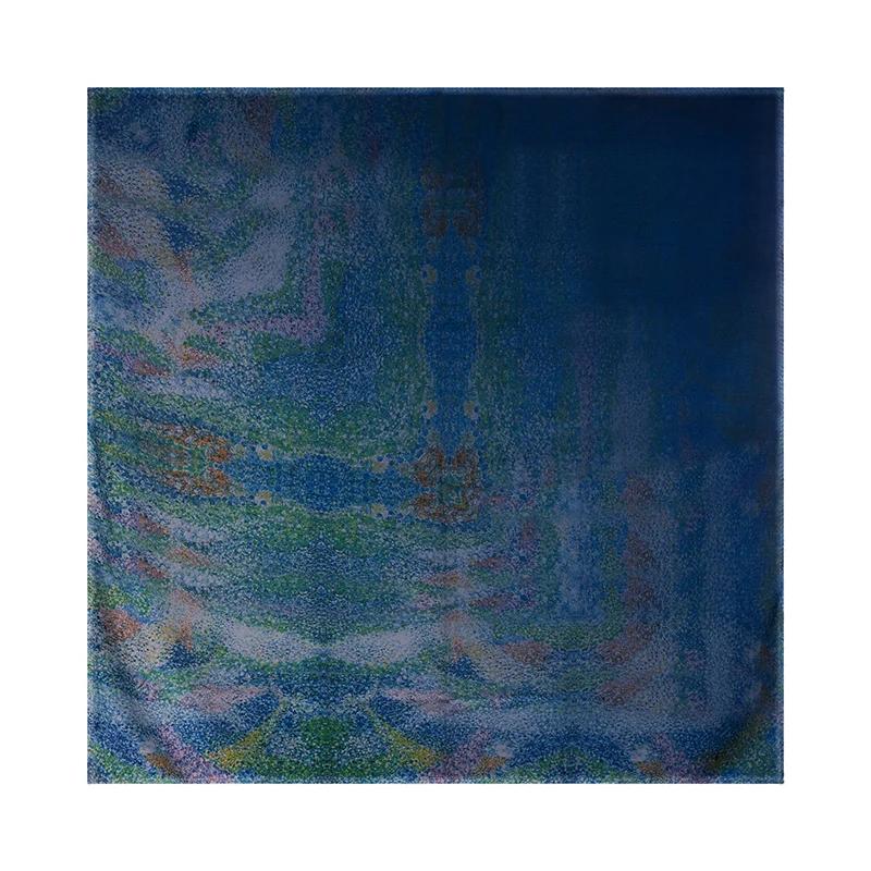 Scarf CROATA Art Brijuni Thematic   Blue  Silk 100%  
