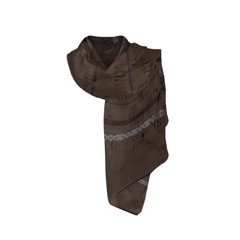 Shawl CROATA CROATA Thematic  Braiding and glagolitic alphabet Brown  Silk 100%  